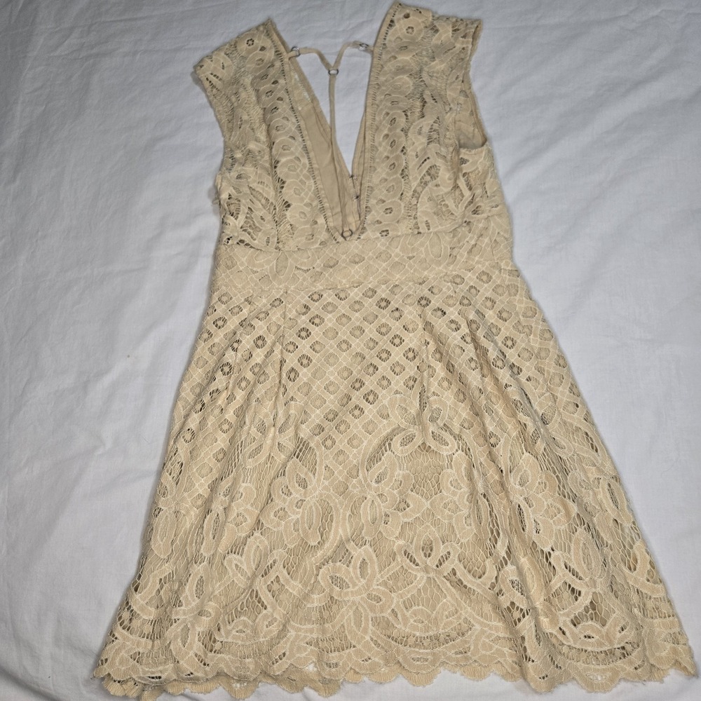 Free People Dress One Million Lovers Lace Mini Dress Size 4 Side Zip Sleeveless - Picture 5 of 12